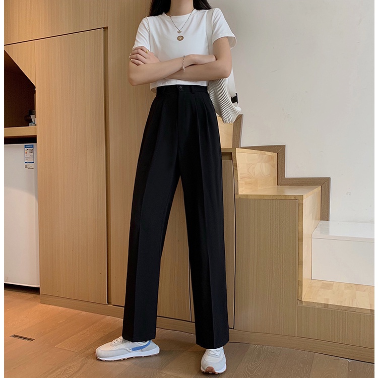 Celana Culotte Kulot Wanita - Celana Panjang Wanita WEISTPANTS Korean Fashion Katun Suit Pants High Waist Kulot Elastic Straight Leg Pants