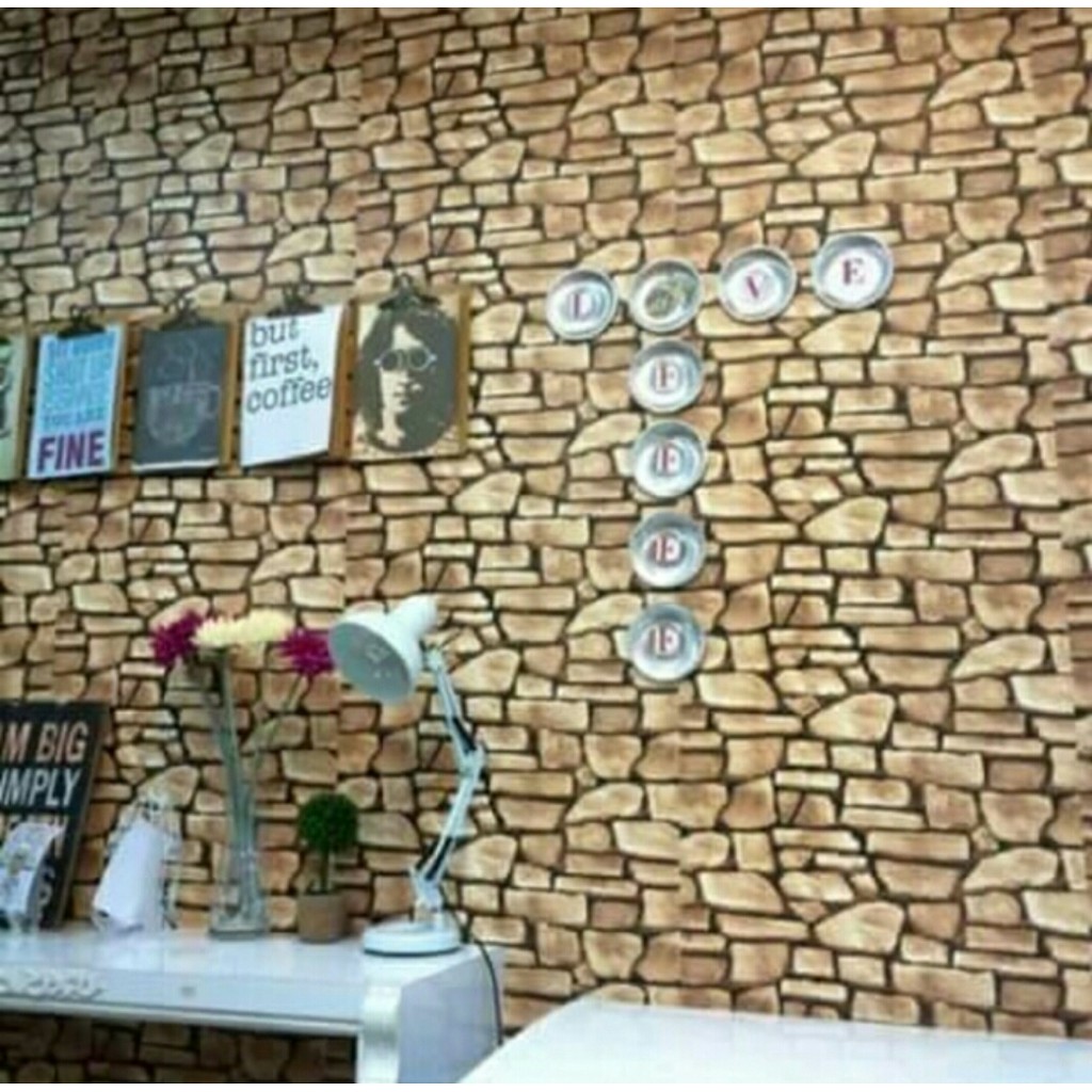 TisyaShopz Wallpaper Sticker Pjg 10 Meter Motif Batu Alam Warna