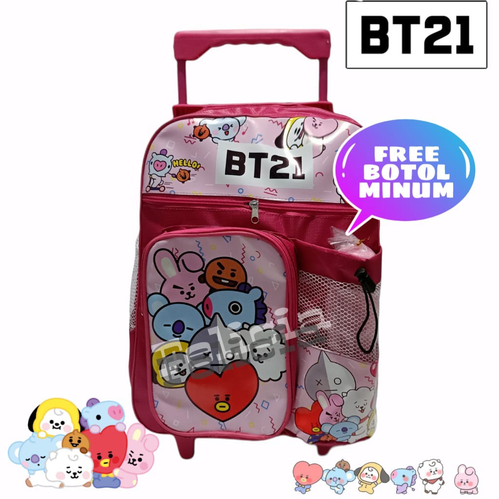 Ransel Sekolah Troly Bt21 Terbaru Free Botol Minum