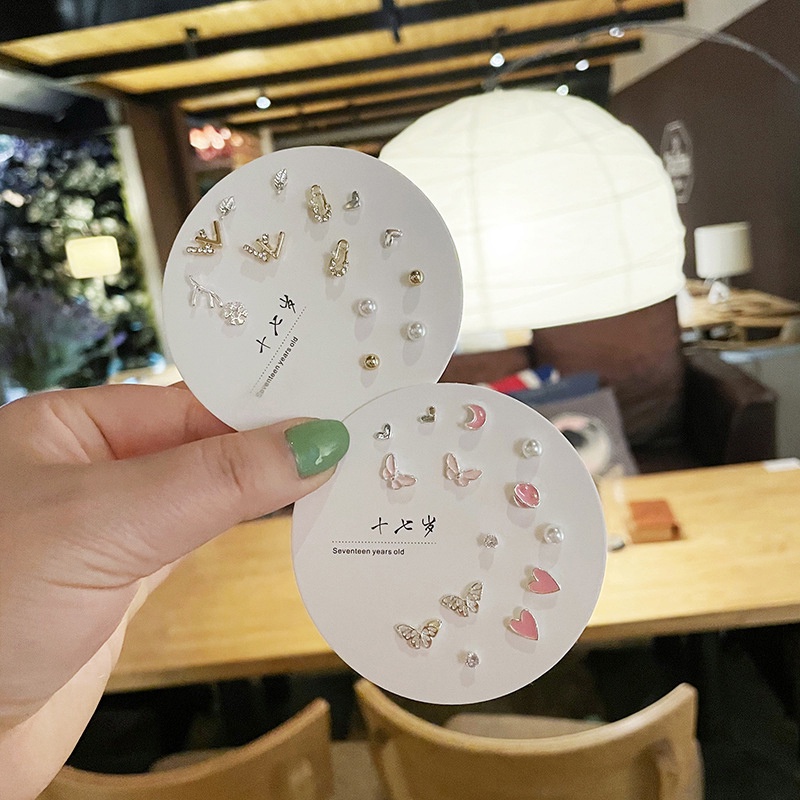 7 Pasang/Set Fashion Anting-Anting Set Liar Sederhana Dan Indah Kecil Telinga Studs Satu Minggu Perhiasan Wanita