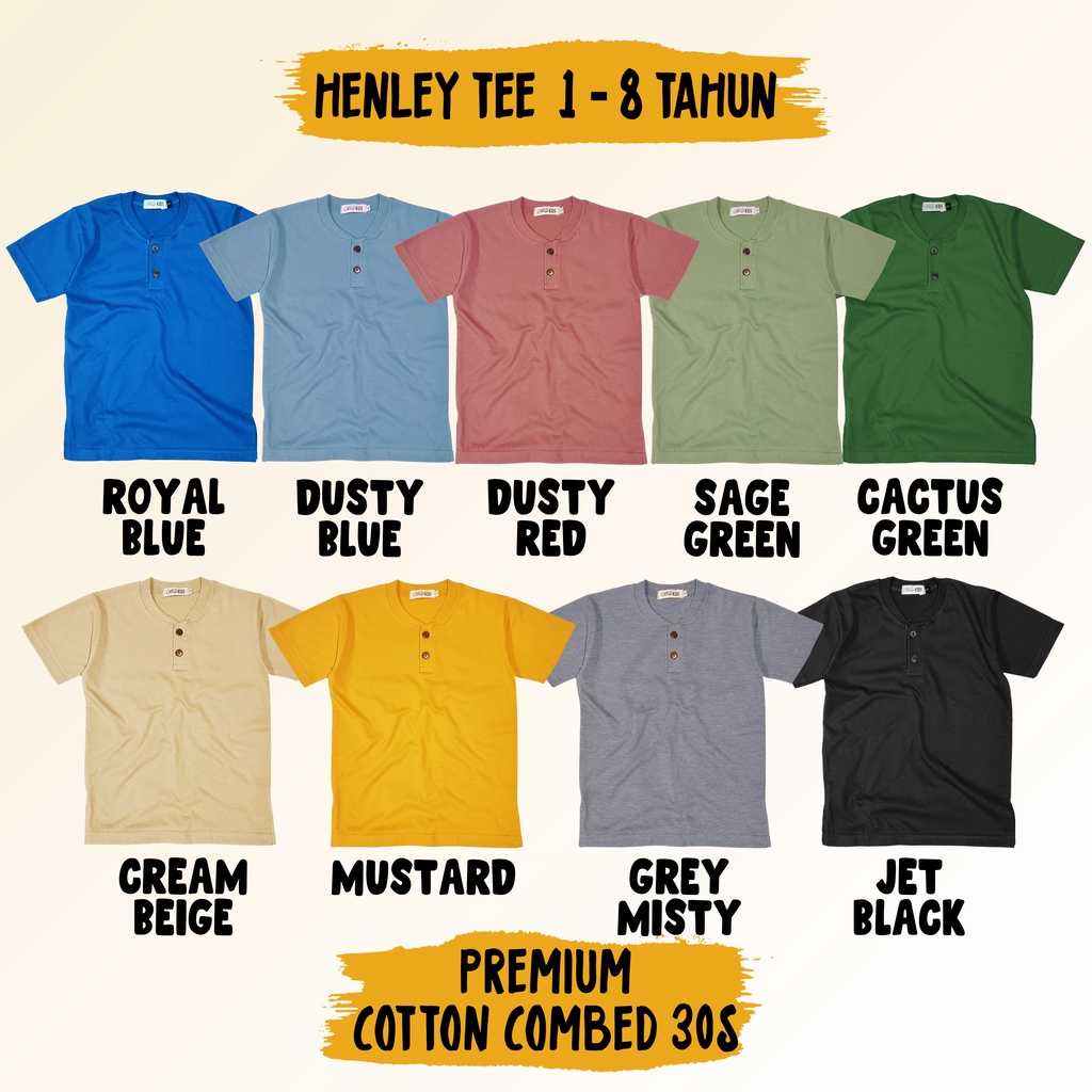 Ramadhan Sale - OLIVER KIDS - Kaos Polos Kancing Anak 1-8 Tahun Basic T-Shirt Kids Bahan Katun Combed 30s