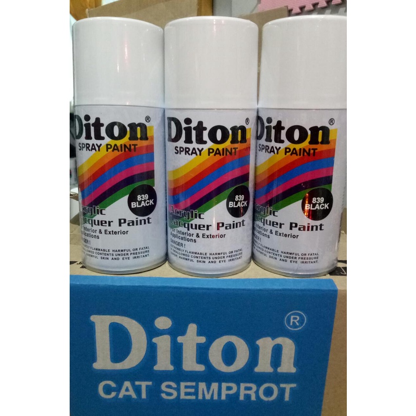 cat semprot pilok pilox diton black 839 300cc hitam 839 300cc hitam glossy polos mengkilap 300cc