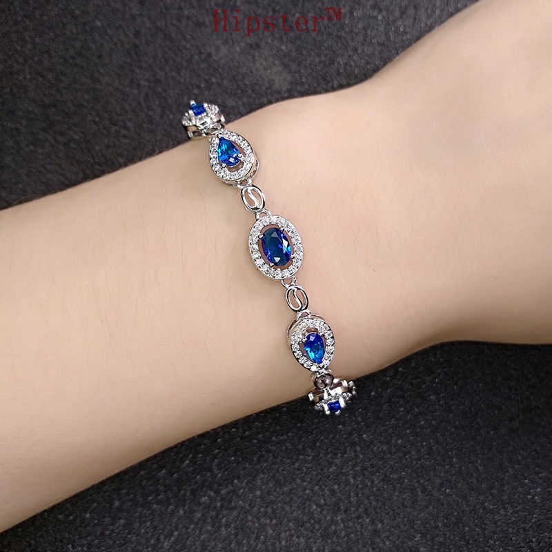 Affordable Luxury Fashion Hot White Gold Natural Sapphire Bracelet