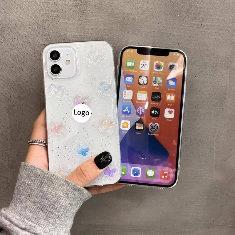 Soft Case Silikon Motif Kupu-Kupu Untuk iPhone 13 12 11 Pro MAX Mini X XS MAX XR SE 2022 2020 7 8 Plus