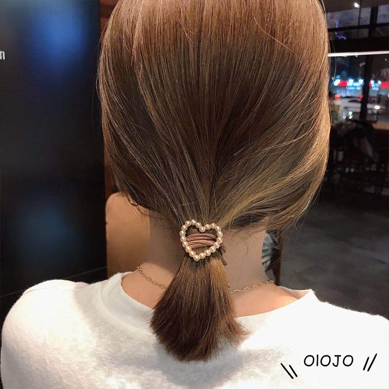 1 Korea Buah Ikat Kepala Mutiara Rambut Elastis Tinggi Tali Rambut Aksesoris - ol