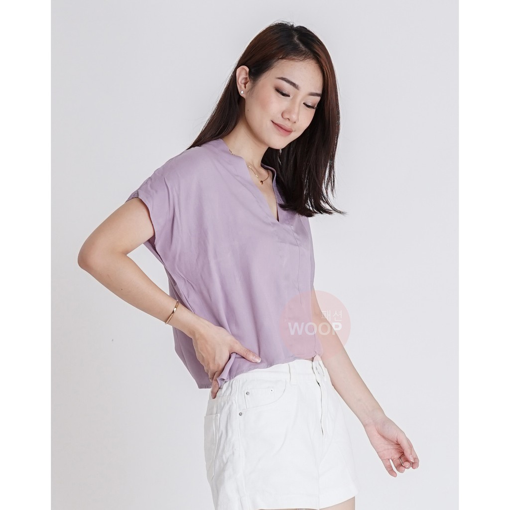 Casual V-neck Rayon Blouse premium Atasan Wanita