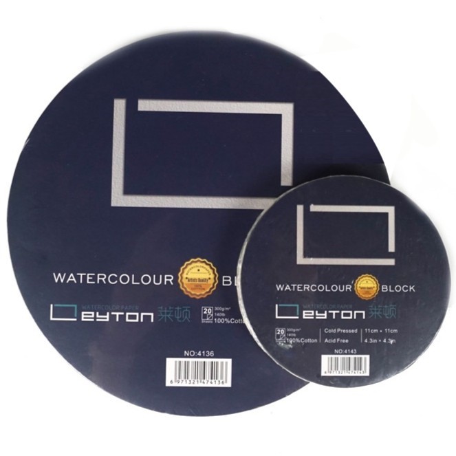 

LEYTON ROUND WATERCOLOR BLOCK COTTON 300GSM 21x21CM
