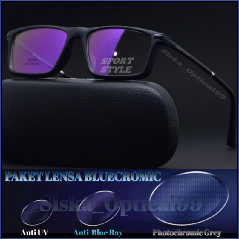 Kacamata Sporty Pria/Wanita | Kacamata Paket Lensa Bluecromic (Paket Frame+Lensa) Frame Kacamata Pri