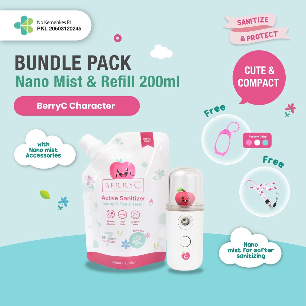 BerryC - Berry C Bundle Pack Nano Mist Spray karakter BerryC + Active Sanitizer Refill 200ML