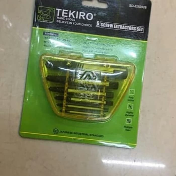 tap balik TEKIRO / screw ectractor set 6 pcs - Hijau muda