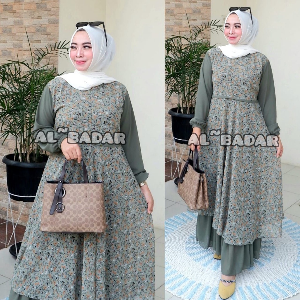 GAMIS DEWASA , GAMIS CERUTY BABY DOLL , GAMIS 2 LAYER MOTIF KOMBINASI