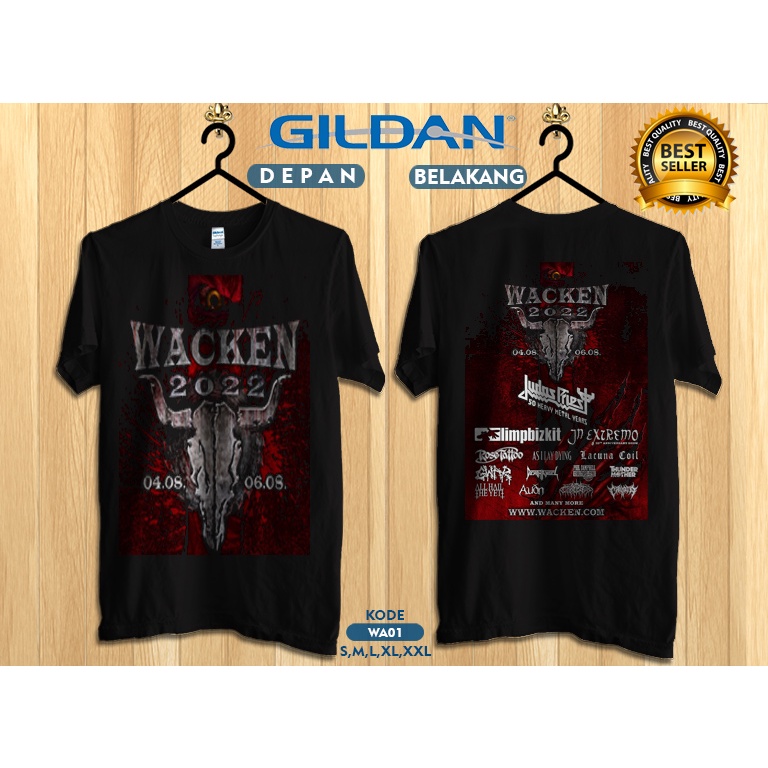 Kaos wacken open air 2022 merek gildan wa01
