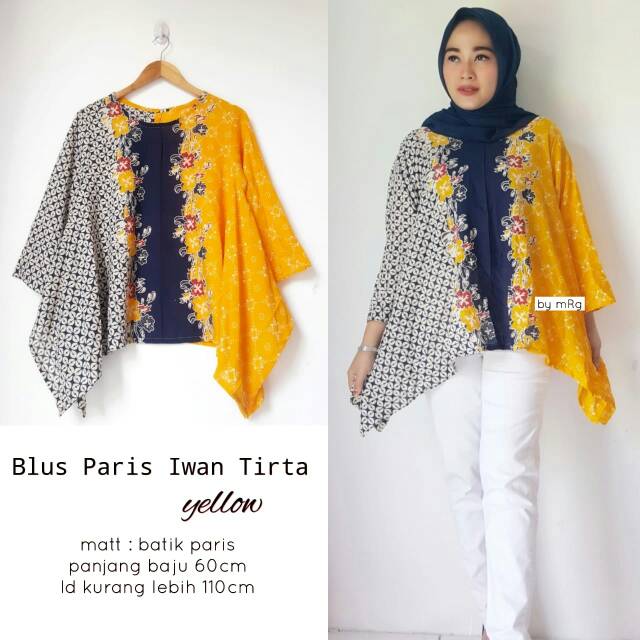 Blus Paris Iwan Tirta Yellow / Blus Batik Wanita Modern