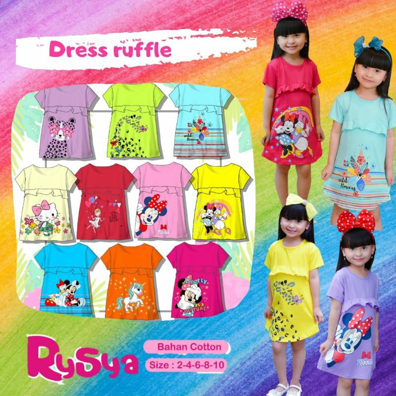 VOHARA Dress Anak by RYSYA 2-8 TAHUN Dress Anak Ruffle Dress Pocket