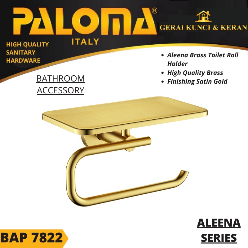 PALOMA BAP 7822 Tempat Tissue Toilet Holder Tisu Gulung Roll WC Mandi SATIN GOLD