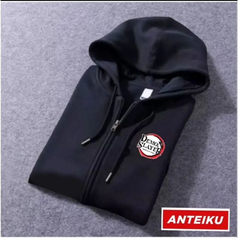 Sweater Hoodie Anime Simple Logo Demon Slayer Pria/Wanita