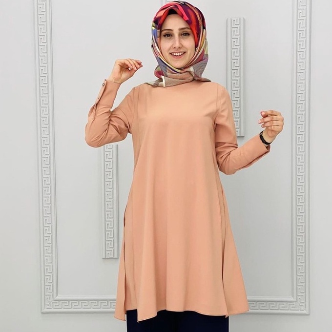 Baju Gamis Wanita Muslim Terbaru Sandira Dress cantik Murah kekinian GMS01-AIRA TUNIK - MILO