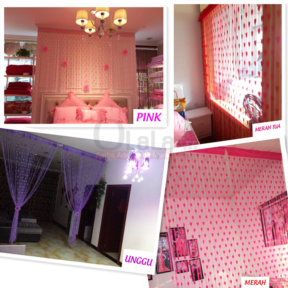 Tirai benang motif love tirai pintu kamar tidur BH-104