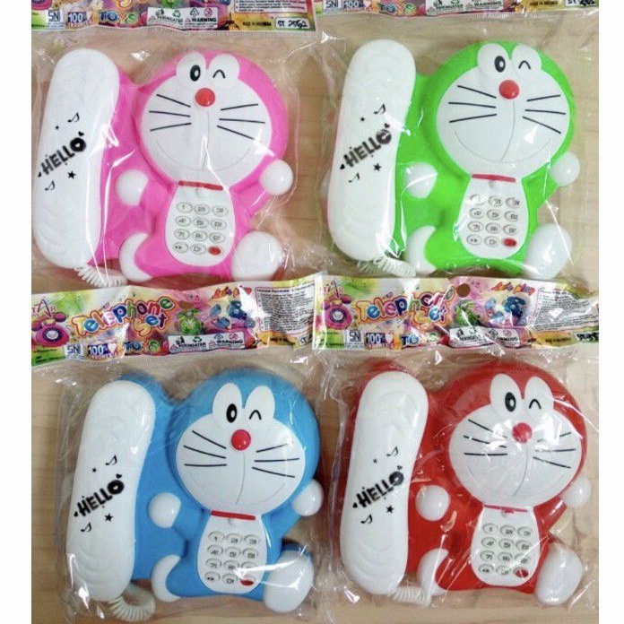 Mainan Telepon Doraemon &amp; Hellokitty Lucu Lampu dan Musik