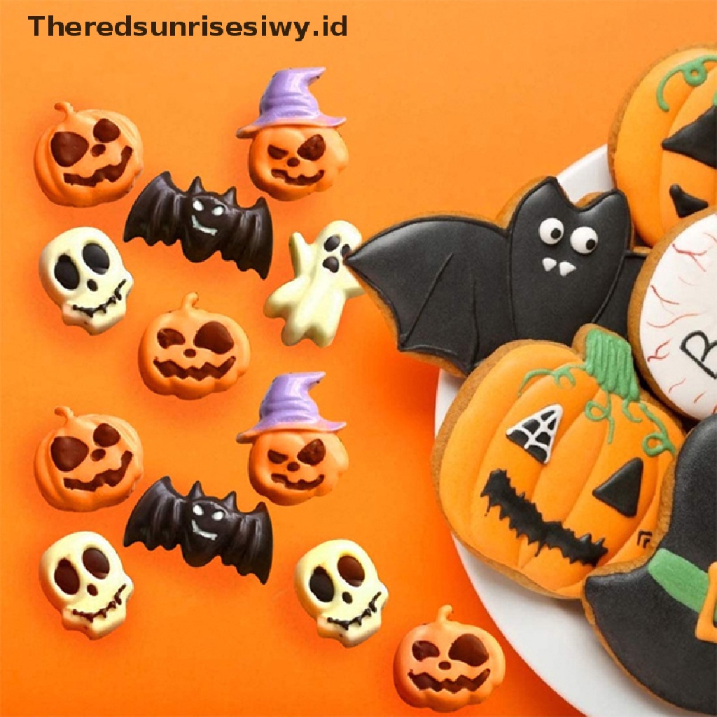 # Alat Rumah Tangga # Cetakan Kue Bentuk Labu Hantu Kelelawar Halloween Dengan 6 Rongga