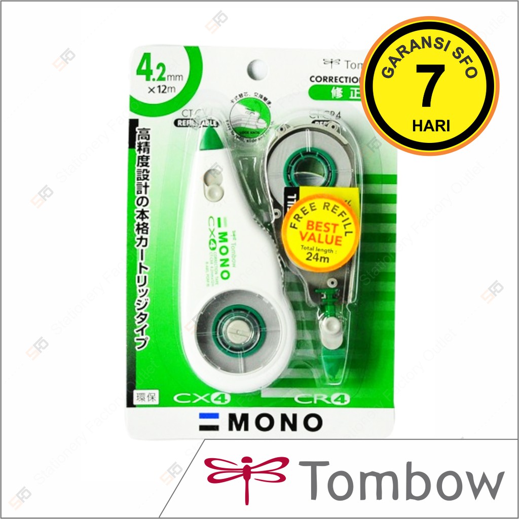 

Correction Tape Tombow CX4 Green + Refill - 4.2mm x 12m