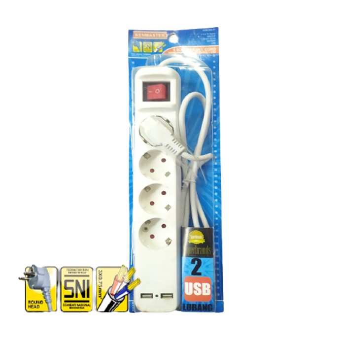 Stop Kontak 4 Lubang + USB 1,5m - Kenmaster Terminal Colokan Listrik 4 Socket jmd-f1-4-usb