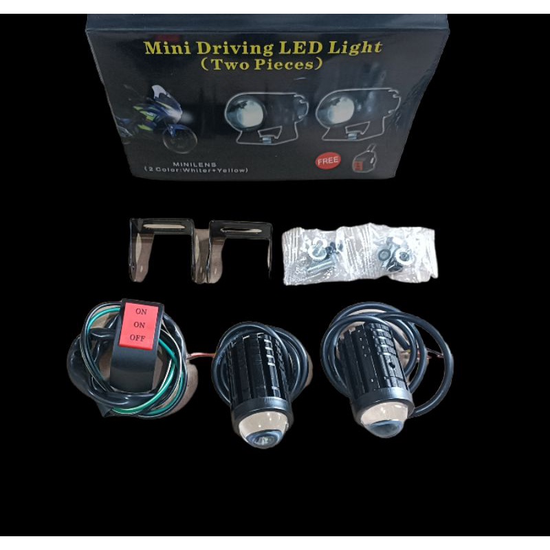 Lampu tembak mini driving Strobo LED 1set nyala putih kuning lampu laser