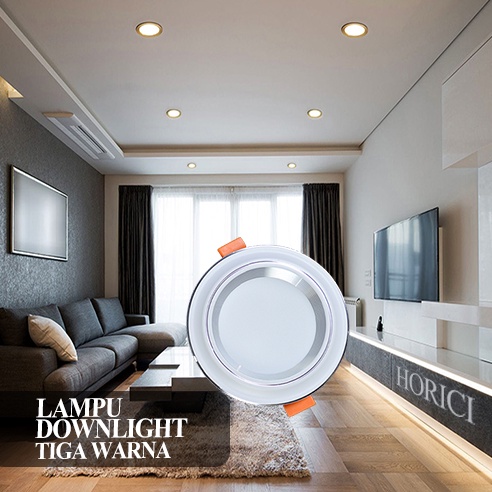 Lampu LED DownLight 3 warna 220V-Lampu Indoor/Ruang Tamu BODY SILVER &amp; GOLD