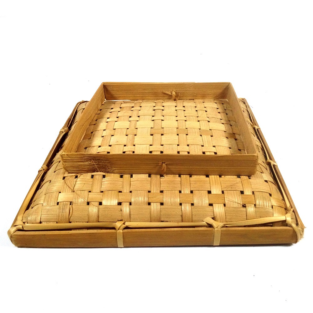 [6pcs] Tempat Lalapan Bambu Tradisional | Piring Bambu Kotak - Ukuran M  20x20x5 cm