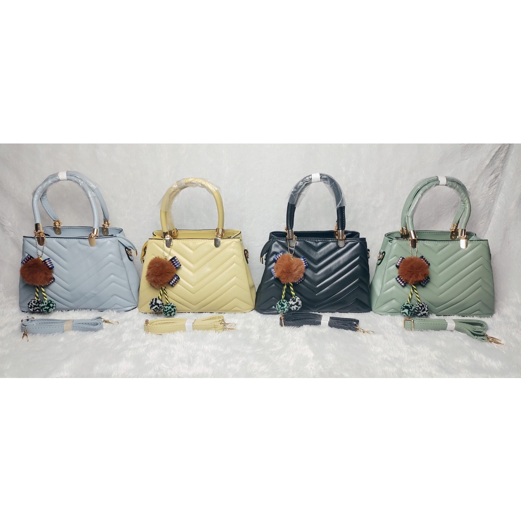 JK 926 U4136 TAS SELEMPANG HANDBAG ELEGAN FREE POMPOM FASHION IMPORT