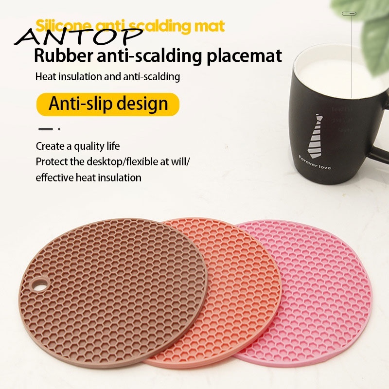 Tatakan Alas Silikon Bulat / Tatakan Piring Panci Anti Panas / Tatakan Silicon Anti Slip ANTOP