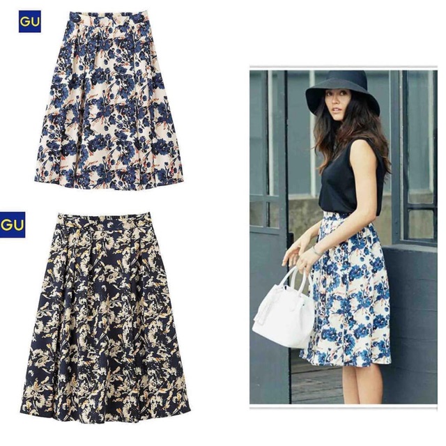 GU Midi Skirt Floral Patern