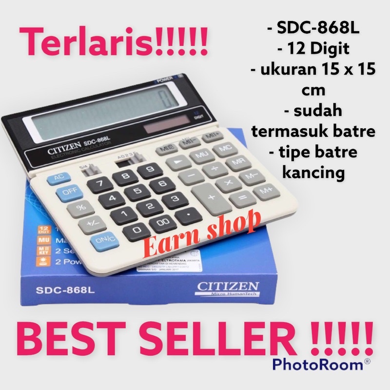 

Kalkulator Citizen SDC 868 L Kalkulator 12 Digit Sudah Termasuk Batrai