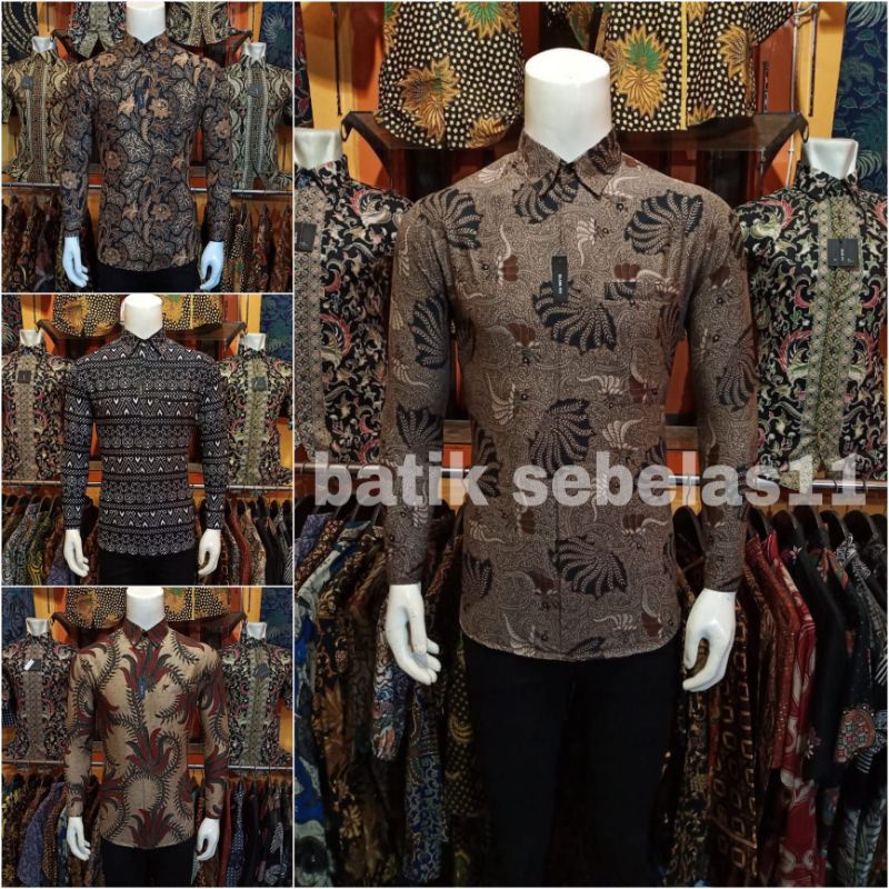 Batik Slim Fit Batik Premium Kemeja Baju Batik Pria Lengan Panjang Slimfit Modern