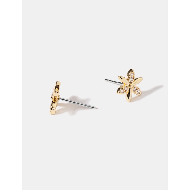 LRC Anting Tusuk Fashion Gold S925 Silver Zircon Earrings D15312