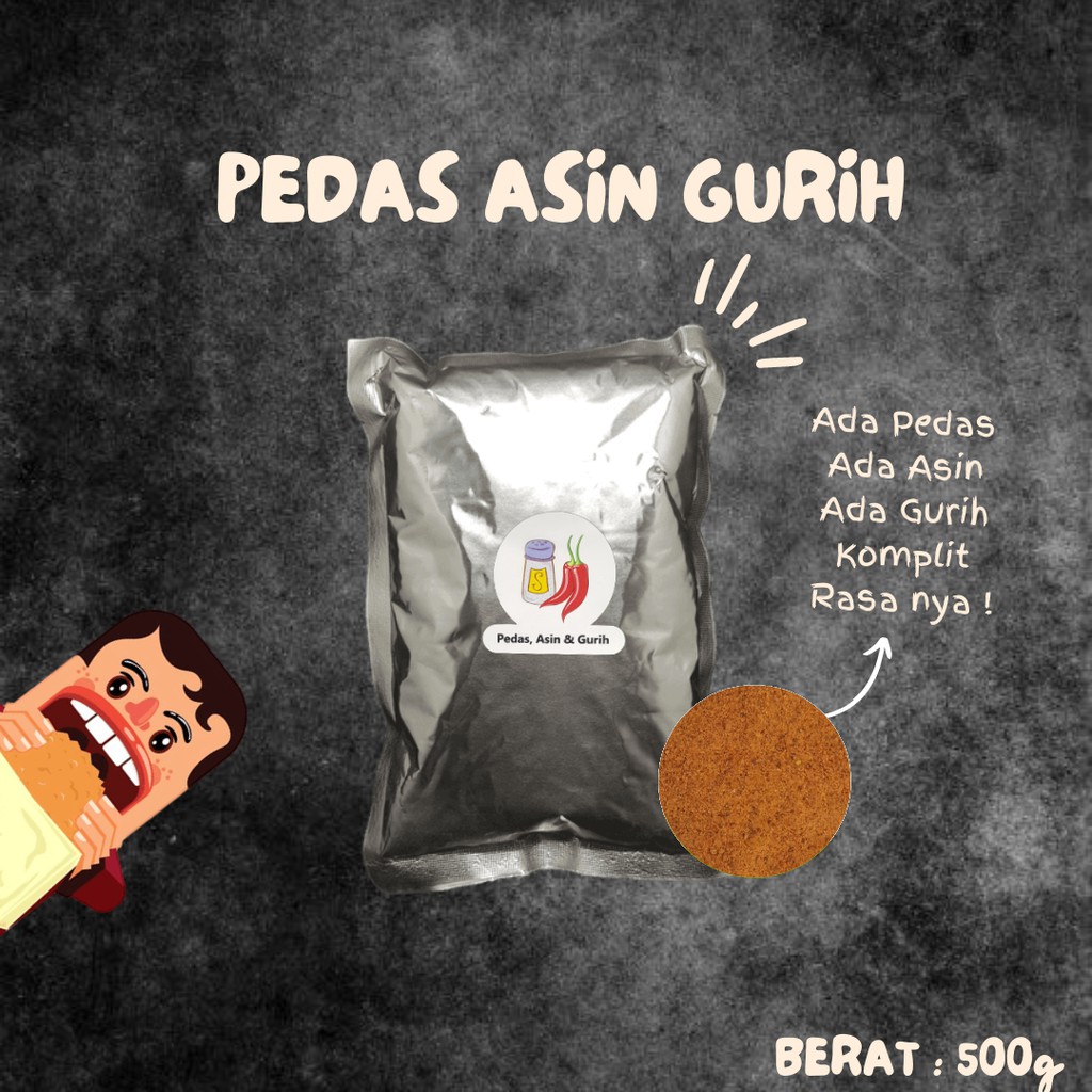 

BUMBU TABUR RASA CABE PEDAS ASIN GURIH - SEASONING POWDER TABURAN KENTANG KERIPIK AYAM JAMUR 500G