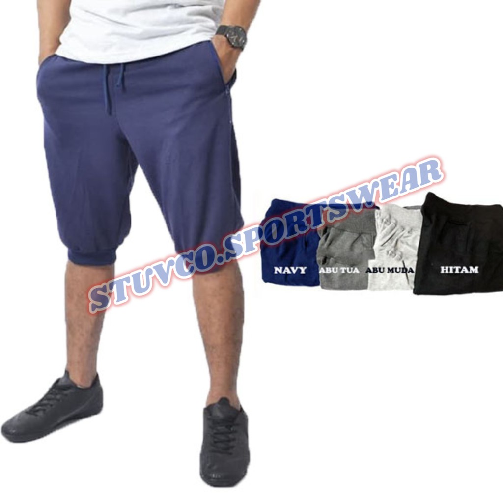 CELANA JOGGER PANTS POLOS 3/4 BABYTERRY PRIA WANITA OLAHRAGA GYM FITNESS