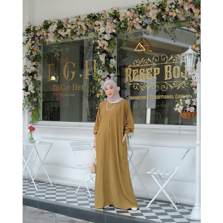 GAMIS DUBAI POLOS JUMBO UP TO LD 140 BAHAN MOSCREPE HALUS