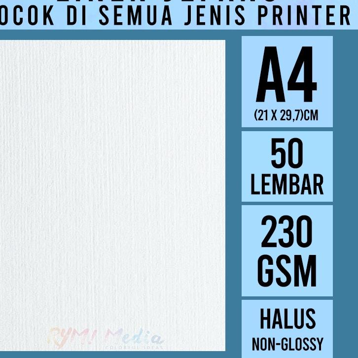 

ツ LINEN Jepang 230 gsm A4 isi 50 lembar / Kertas HVS Linen Tebal 230 gram Undangan Sertifikat Update