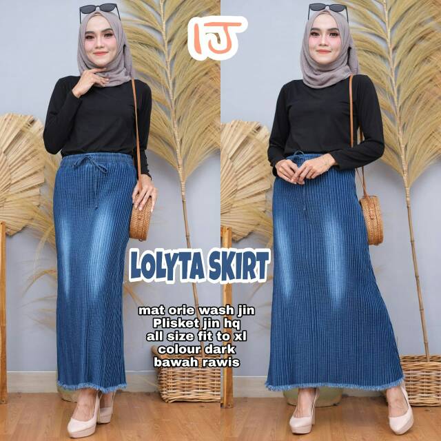 BAWAHAN WANITA ROK PLISKET SKIRT JEANS WANITA