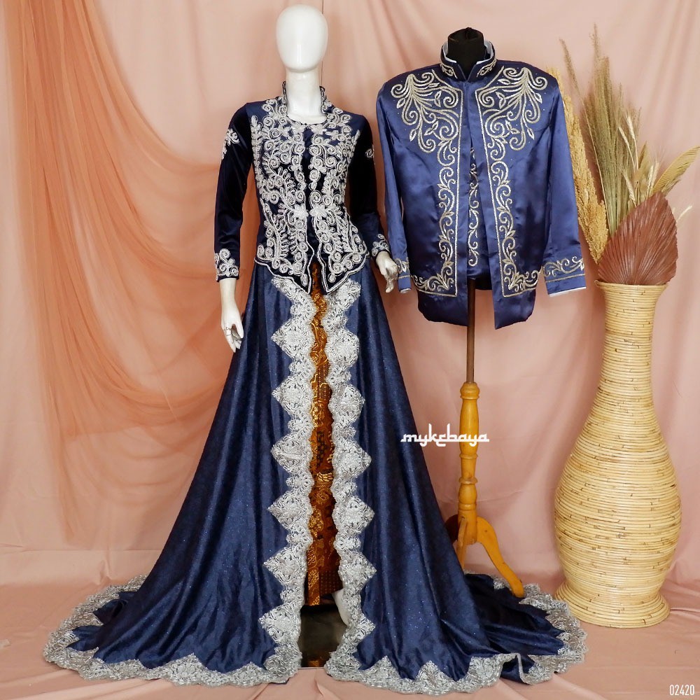 Couple kebaya pengantin bludru jaguard mewah modern adat jawa