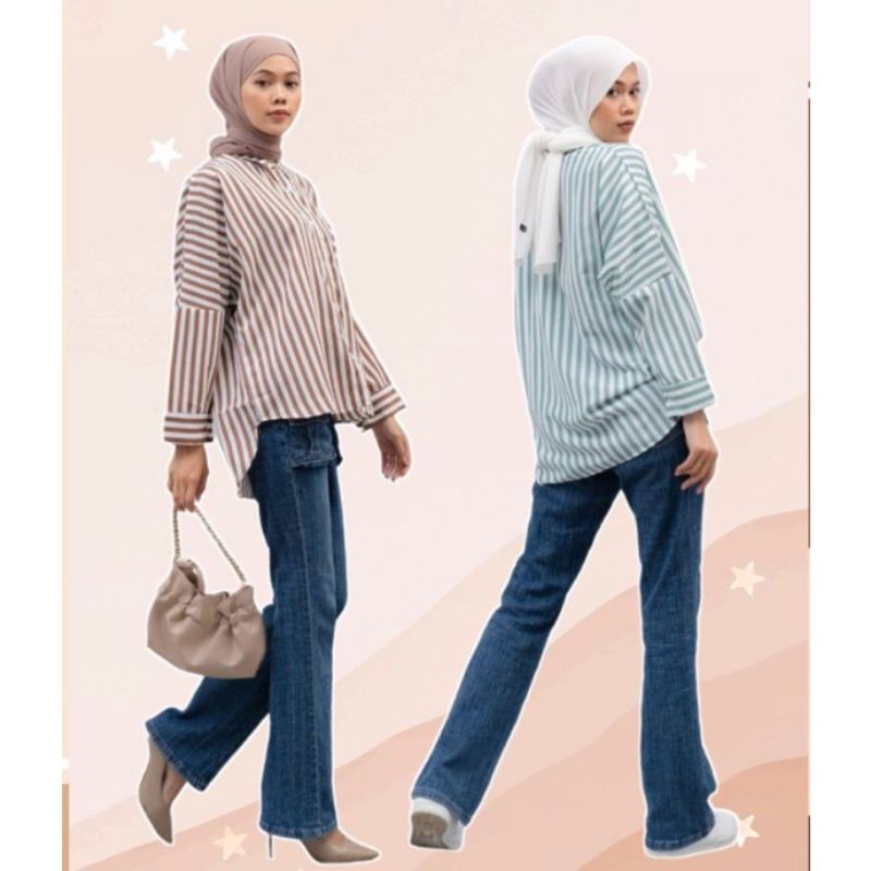 KEMEJA POCKET WANITA  !  KATUN RAYON SALUR, KEMEJA KERJA WANITA