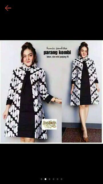 Tunik Santika Parang Combi Atasan Baju Seragam Batik Wanita  Modern.