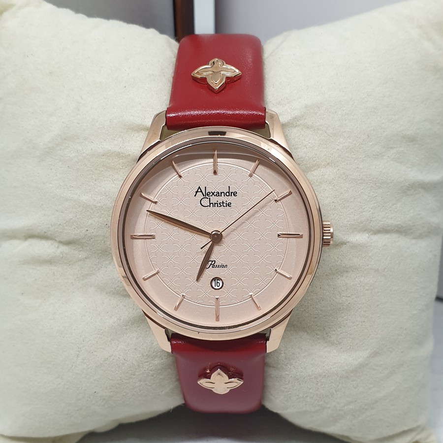 Alexandre Christie Ac 2777 Rosegold Red, Jam Tangan Wanita, Original