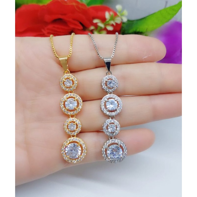 Set Perhiasan Kalung+Liontin Xuping Permata Lapis Emas 18k