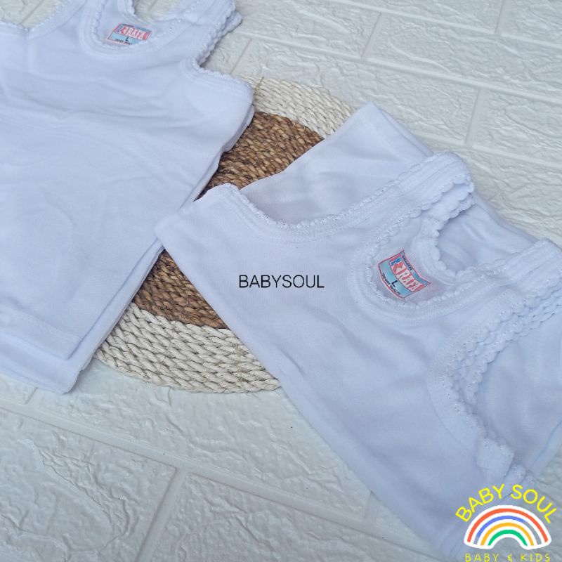 12 PCS Singlet Anak Putih Double FE/Kaos Dalam Anak usia 0-12th