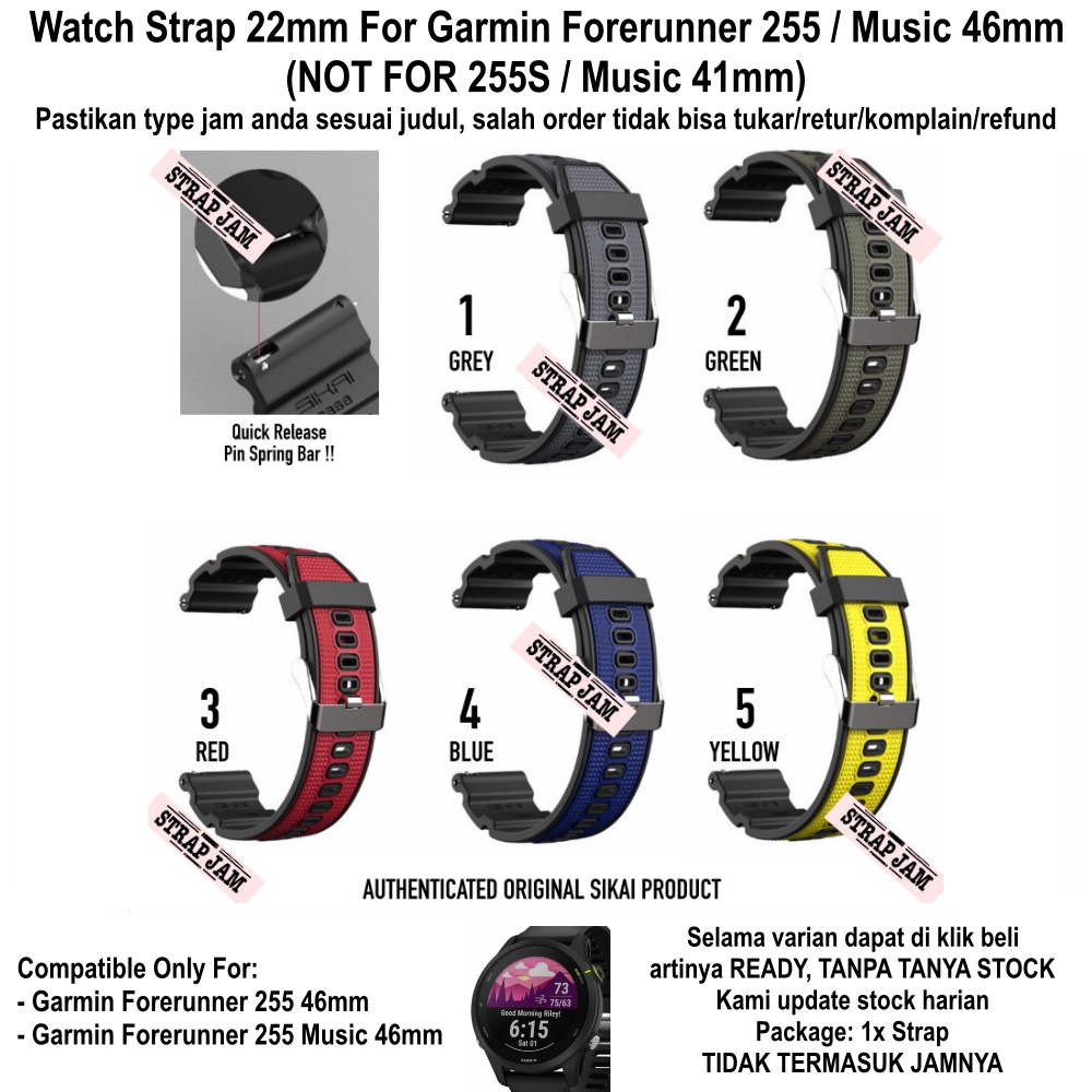 Strap Garmin Forerunner 255 / Music 46mm - Tali Jam 22mm Rubber Sikai Attitude Keren