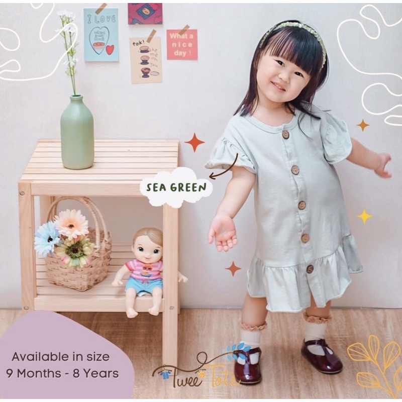 RACHIDKIDS / DRESS ANAK / DASTER ANAK LUCU / LILIE DRESS BUTTON