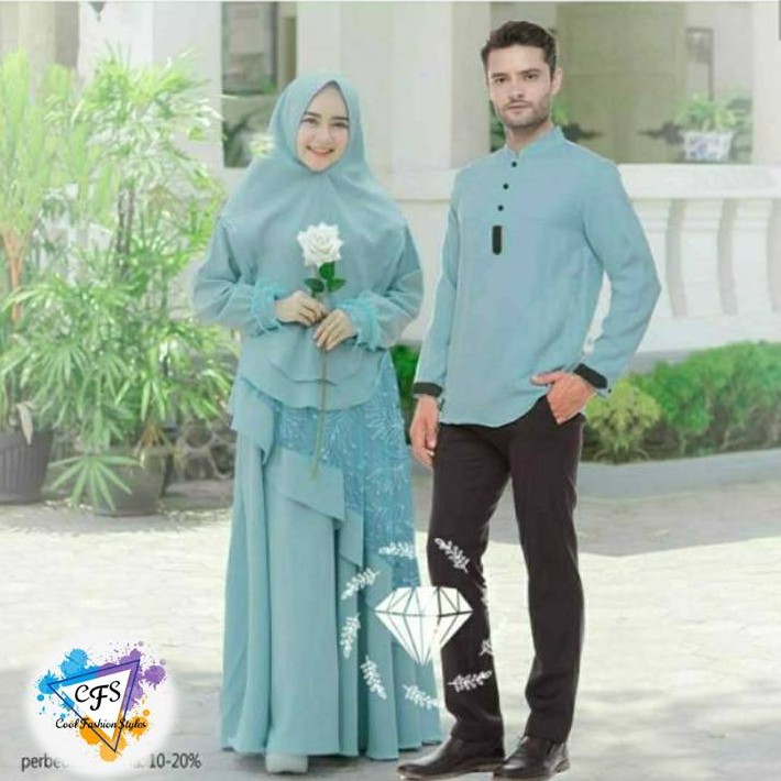 Baju Gamis Couple Keluarga Pasangan Suami istri Busui Terbaru edisi Lebaran Terbaru 2022 Ayunindya