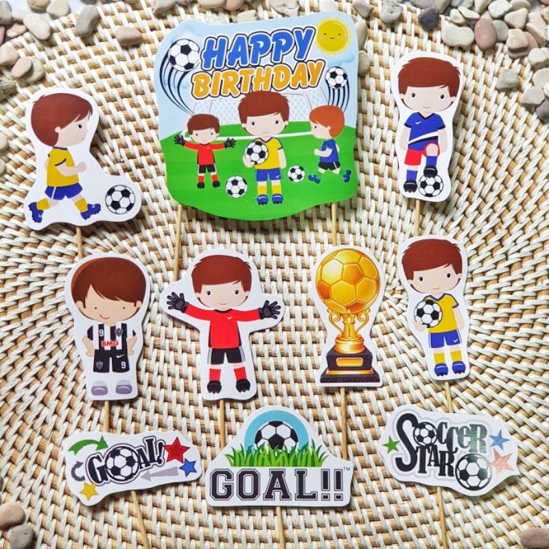 cake topper toper kue cake nasi tumpeng puding happy birthday ulang tahun karakter sepak bola footba